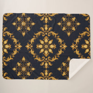 "Barockes Ornament-Muster in Gold und Schwarz" Sherpadecke