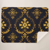 "Barockes Ornament-Muster in Gold und Schwarz" Sherpadecke (Vorderseite (Horizontal))