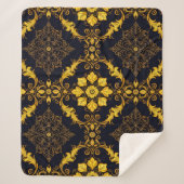 "Barockes Ornament-Muster in Gold und Schwarz" Sherpadecke (Vorderseite)