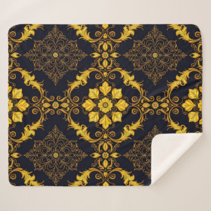 "Barockes Ornament-Muster in Gold und Schwarz" Sherpadecke
