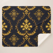 "Barockes Ornament-Muster in Gold und Schwarz" Sherpadecke (Vorderseite (Horizontal))
