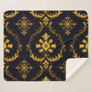 "Barockes Ornament-Muster in Gold und Schwarz" Sherpadecke