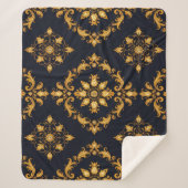 "Barockes Ornament-Muster in Gold und Schwarz" Sherpadecke (Vorderseite)