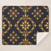 "Barockes Ornament-Muster in Gold und Schwarz" Sherpadecke (Vorderseite (Horizontal))