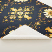 "Barockes Ornament-Muster in Gold und Schwarz" Sherpadecke (3/4)