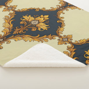 "Barockes Ornament-Muster in Gold und Schwarz" Sherpadecke