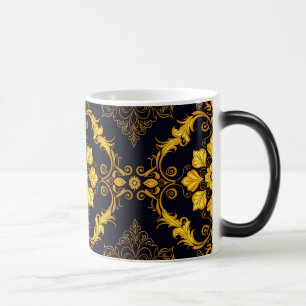 "Barockes Ornament-Muster in Gold und Schwarz" Verwandlungstasse