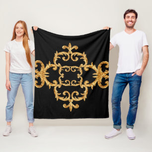 Barockes ornamentales goldenes Muster Fleece-Decke Fleecedecke
