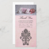 Barockes Rosa danken Ihnen, Dankeskarte (Vorne/Hinten)