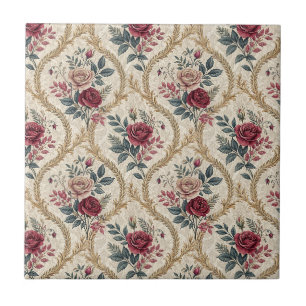 Barockes Rosen-Damaskus-Vintage-Blumenmuster Fliese