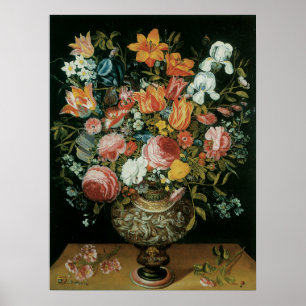Barockes Stillleben Blumen in einer Vase Poster