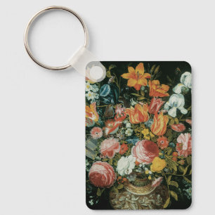 Barockes Stillleben Blumen in einer Vase Schlüsselanhänger