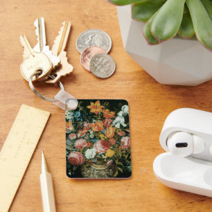 Barockes Stillleben Blumen in einer Vase Schlüsselanhänger