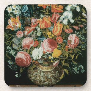 Barockes Stillleben Blumen in einer Vase Untersetzer