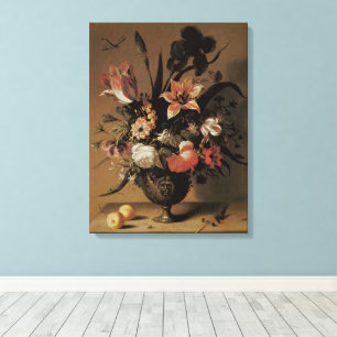 Barockes Stillleben mit Blumen in einer Vase Leinwanddruck