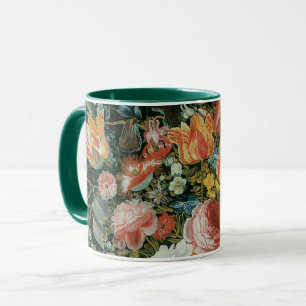 Barockes Stillleben mit Blumen in einer Vase Tasse