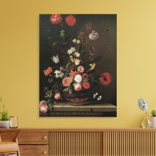 Barockes Stillleben mit Blumen in Vase Leinwanddruck