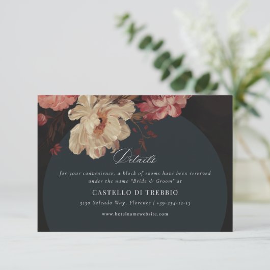 Barockfarbene Blumen Begleitkarte (Stehend Vorderseite)