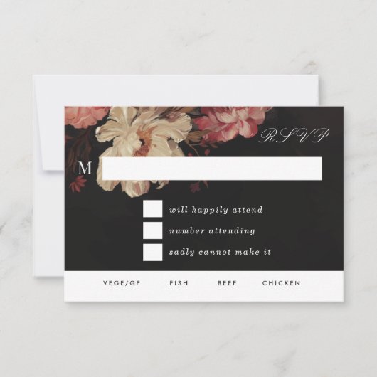 Barockfarbene Blumen RSVP Karte (Vorderseite)