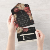 Barockfarbene Blumenhochzeit All In One Einladung (Abreißen)