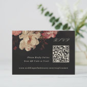 Barockfarbene Blumenmuster Online QR-Code RSVP Karte (Stehend Vorderseite)