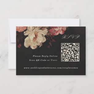 Barockfarbene Blumenmuster Online QR-Code RSVP Karte