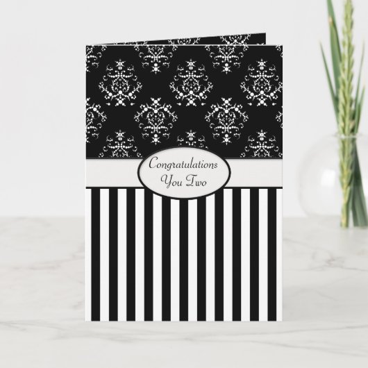 Barockfarbene, schwarz-weiß gestrichene Glückwünsc Karte (Vorderseite)