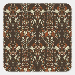 Barockfloral: Klassisches Vintages Tapete Quadratischer Aufkleber