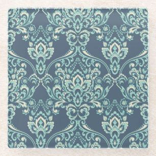 Barockflorale Vintage Tapete Glasuntersetzer