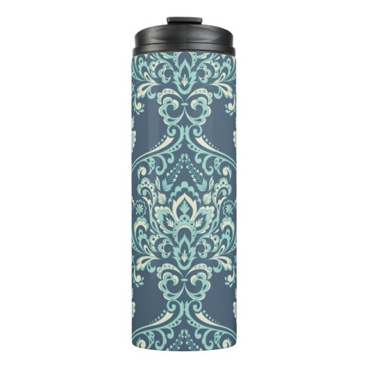 Barockflorale Vintage Tapete Thermosbecher (Vorderseite)