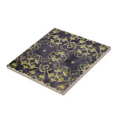 Barockgold Blühend Ornamente auf Lila Marmor Fliese (Seite)