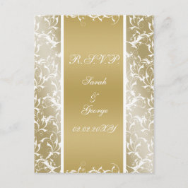 Barockhochzeit mit Champagnergold Einladungspostkarte
