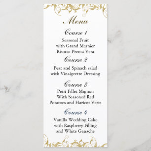Barockhochzeit mit Champagnergold Menükarte