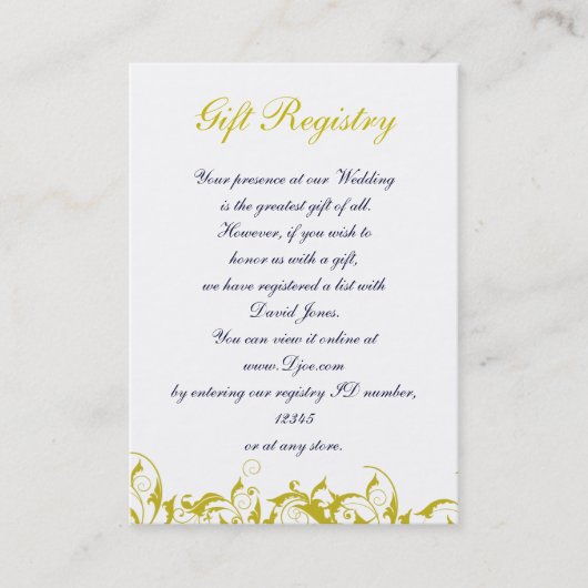 Barockhochzeit Visitenkarte (Vorderseite)