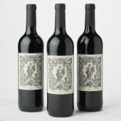 Barockischer Rokoko Bacchus Weinblatt Weinetikett (Flaschen)