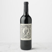 Barockischer Rokoko Bacchus Weinblatt Weinetikett (Vorderseite)