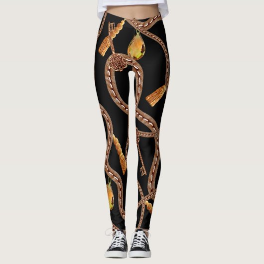 Barockkettenmuster Design Leggings (Vorderseite)
