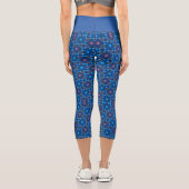 Barocklinie Geblüht Blau Capri Leggings (Rückseite)