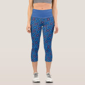 Barocklinie Geblüht Blau Capri Leggings (Vorderseite)