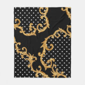 Barockmuster goldene Fleecedecke (Vorderseite)