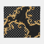 Barockmuster goldene Fleecedecke (Vorderseite (Horizontal))