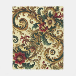 Barockmuster mit Gold, Rot, Grün A Fleecedecke