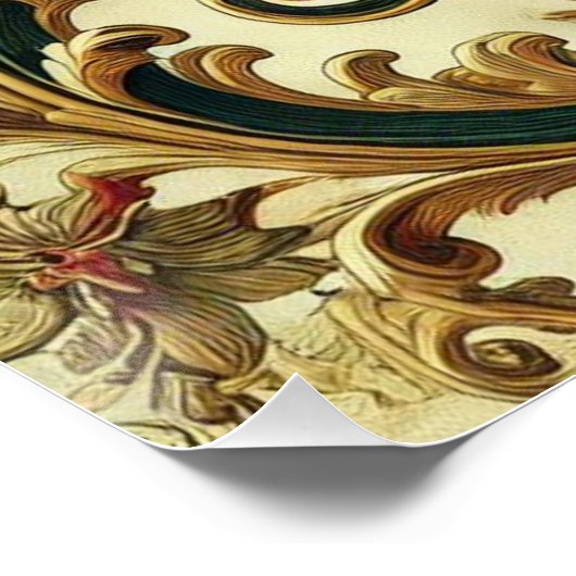 Barockmuster mit Gold, Rot, Grün A Poster (Ecke)