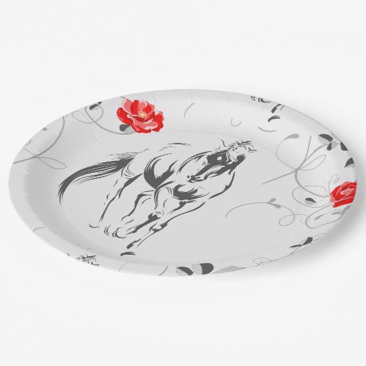 Barockpferde-Teller Pappteller (Schrägansicht)