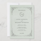 Barockrahmen Elegante Minze Hochzeit Einladung (Vorderseite)