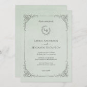 Barockrahmen Elegante Minze Hochzeit Einladung (Vorne/Hinten)