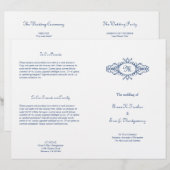 Barockrahmen Monogramm blaues Hochzeitsprogramm (Vorne/Hinten)
