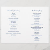 Barockrahmen Monogramm blaues Hochzeitsprogramm (Rückseite)