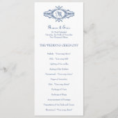 Barockrahmen Monogramm blaues Hochzeitsprogramm Programm (Vorderseite)