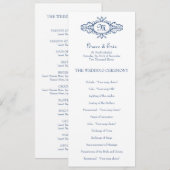 Barockrahmen Monogramm blaues Hochzeitsprogramm Programm (Vorne/Hinten)
